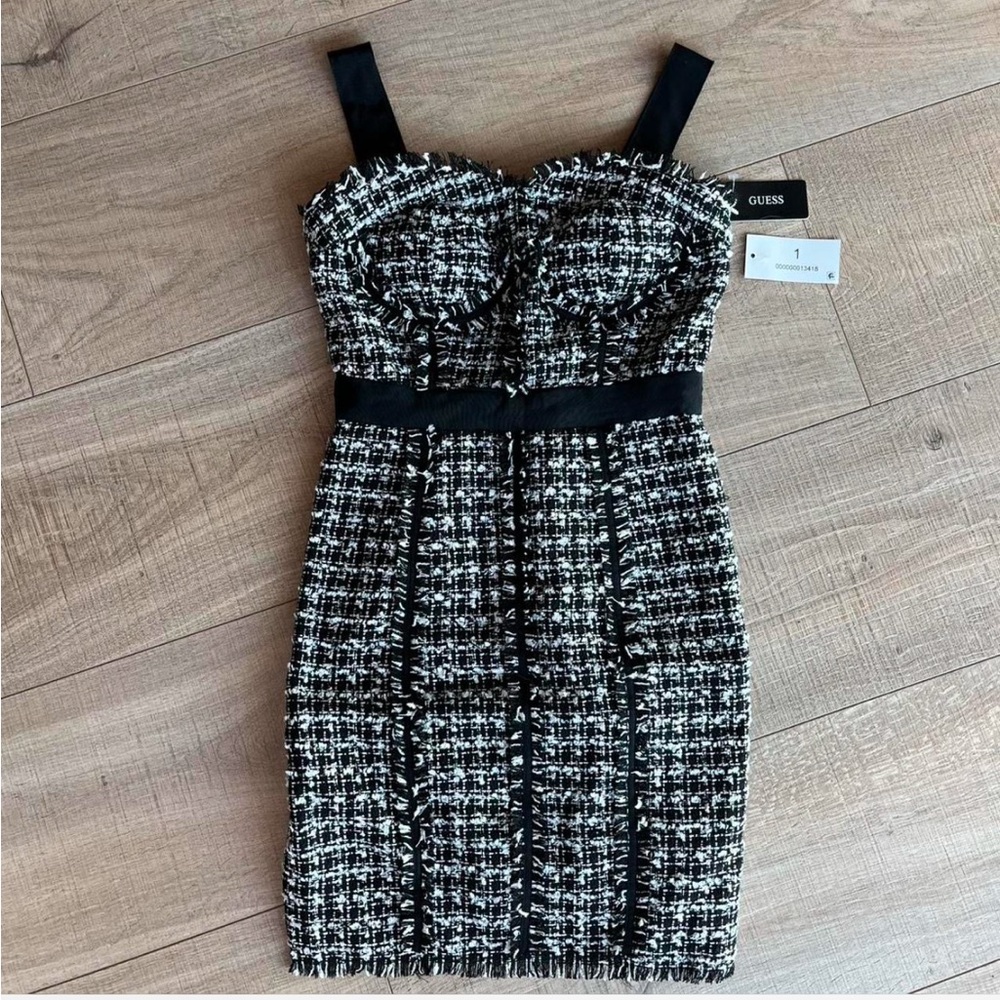 Guess Black & White Tweed Dress